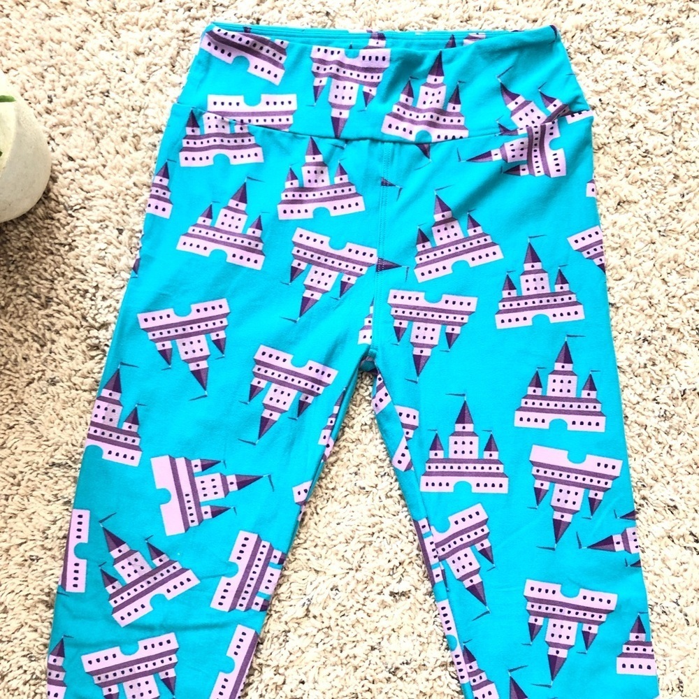 Lularoe leggings princess‎ castle 🏰 blue and pink